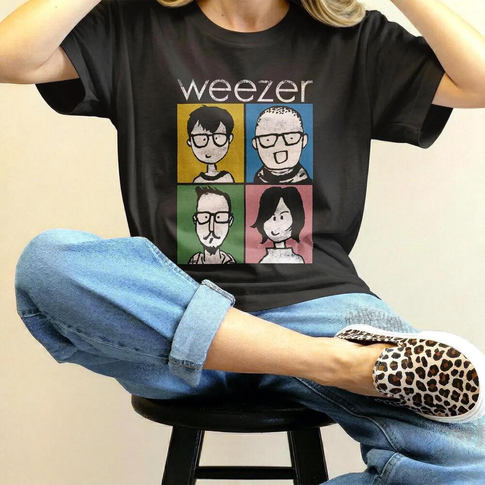 Weezer Tee Cartoon Rock Band Member Retro Pop Art Unisex Shirt